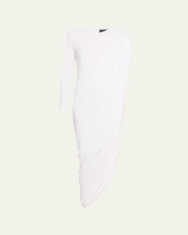 Asymmetric Draped Jersey Dress